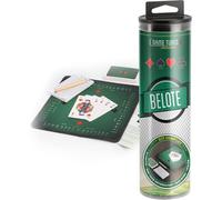 Sansh-- Game Tubes Belote - Kit Complet Pour Jeu De Belote Avec Tapis Antidérapant En Néoprène + Jeu 32 Cartes + Bloc De Feuilles De Score Et Crayon