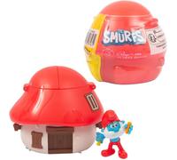 SANSH-Les Schtroumpfs, Maison avec 1 figurine, 5,5 cm, Modèle Grand Schtroumpf, Rouge, Pour les enfants dès 3 ans, PUF382