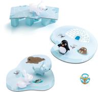 Sansh-Little Cooperation - Jeu De Société Enfants, 2,5 À 5 Ans - Stratégie Et Travail D'équipe - Aide Les Animaux À Rejoindre Leurs Igloos ! 2 Plateaux, 1 Pont, 6 Piliers, 4 Figurines - 2 À 4 Joueurs