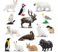 SANSH-Lot de 14 Figurines d'animaux de l'Arctique - Figurines Polaires - Figurines d'hiver - Petits Animaux - Mini Animaux réalistes - Pingouin - Ours pour Jouer ou décorer