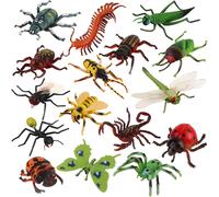 Sansh-Lot De 16 Figurines D'insectes Réalistes Comme Libellule, Araignée, Moustique, Jouet Éducatif Pour Enfants, Cadeau D'anniversaire, Décoration De Gâteau