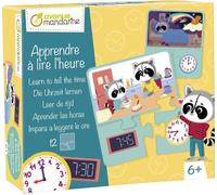 SANSH-MY MANDARINE JE531C - Une boite éducative de 10 puzzles de 3 pièces à assembler - À partir de 6 ans - Apprendre à lire l'Heure