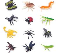 SANSH-Réaliste Insecte Enfant Jouet, 12 PCS Insectes en Plastique, Figurines D'insectes avec, Figurines d'animaux, Jouets D'insectes Réalistes, pour l'éducation Jouets Parties à Thème (C)