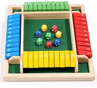 Sansh-Shut The Box 4 Joueurs, Fermez La Boîte Jeu De Flop À Quatre Faces, Jeu En Bois Boîte Fermée, Boite De Jeux De Société En Bois Éducatif, Avec 2 Dés (Couleur)