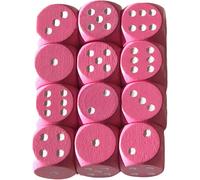 Sansh-Standard D6 Cube En Bois Pour Jeux De Société, Rose, 16 Mm, Fabriqué En Allemagne/Fabriqué En Allemagne (Accessoires De Jeu De Société) (12 Dés, Rose Aux Yeux Blancs)