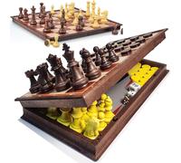 Sansh-Super Winner Jeu D`Échecs De Voyage Magnétique De 12,5 Pouces, Set 3 En 1 Échecs, Dames Et Backgammon, Jeu D`Échecs Magnétique De Voyage Avec Plateau Pliable (32 Cm)