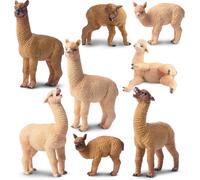 SANSH-TOYMANY Lot de 8 figurines d'animaux en alpaga - Figurines lama - Famille d'alpaga - Figurines d'animaux de la forêt et de la jungle - Jouet réaliste - Décoration de gâteau d'anniversaire éduca