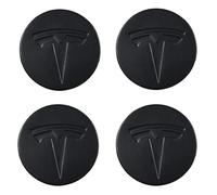 SANSHAOS 4 Pièces Autocollants Cache Moyeu pour Tesla Model 3 Model Y 56mm, Autocollant avec Emblème Centre de Jante Capuchons Moyeu Roue Bouchon Voiture Accessoires,Black