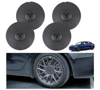 SANSHAOS 4 Pièces Cache Moyeux pour Tesla New Model 3 2024 (Highland), Enjoliveurs Centre de Roue Caches Emblème Cache Moyeux de Roue Voitures Enjoliveurs Décoratifs Accessoires,Black Logo