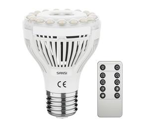 SANSI Ampoule de croissance à intensité variable 4,5W, spectre complet avec télécommande, minuterie marche/arrêt automatique 4, 8 ou 12 heures, lampe de croissance PAR20 E27