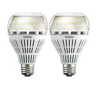 SANSI Ampoule LED E27 Dimmable 27W Blanc Froid 5000K, 4000LM de Haute Luminosité, Équivalente Ampoule E27 Halogène 250W, Angle de Faisceau 270°, Pas de Scintillement - Paquete de 2
