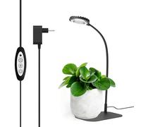SANSI Lampe de croissance 12W pour plantes d'intérieur, spectre complet, intensité variable, idéale pour les pots de bureau, les plantes grasses et le jardinage d'intérieur, minuterie 3/6/12h