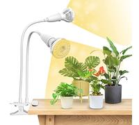 SANSI Lampe Horticole à Spectre Complet 20W, Blanc, 2 Têtes, No-Timer | LED Lampe de Plantes pour Plantes d'Intérieur, pour Germination Croissance Floraison Végétale, 300W eq.