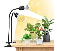 SANSI Lampe Horticole à Spectre Complet 20W, Noir, 2 Ampoules, No-Timer | LED Lampe de Plantes pour Plantes d'Intérieur, pour Germination Croissance Floraison Végétale, 300W eq.