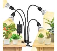 SANSI Lampe Horticole LED avec Minuterie 4/8/12H, Lampe de Croissance Plantes à Spectre Complet 600W Équivalent avec 4 Ampoules Plantes E27 pour Culture et Germination des Semis Plantes Intérieures