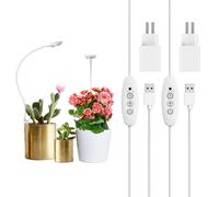 SANSI Lampe Horticole LED 4.5 W à Pince pour Pots, Spectre Complet, 4 Niveaux D'Intensité, 3/6/12H, Idéale pour Les Plantes Grasses Et Les Petites Plantes,EU Adaptateur,2Pack