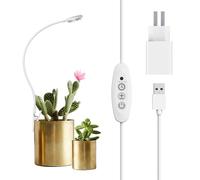 SANSI Lampe Horticole LED 4.5 W à Pince pour Pots, Spectre Complet, 4 Niveaux D'Intensité, 3/6/12H, Idéale pour Les Plantes Grasses Et Les Petites Plantes,EU Adaptateur,1Pack
