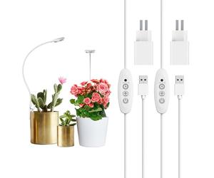 SANSI Lampe Horticole LED 4.5W à Pince, Spectre Complet, 2 Pack | 4 Niveaux D'Intensité, 3/6/12H, Pour Pots, Idéale Plantes Grasses Et Petites Plantes, EU Adaptateur