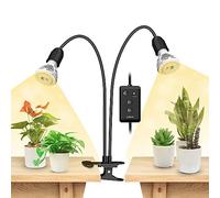 SANSI Lampe Horticole LED avec Minuterie 4/8/12H, Lampe de Croissance Plantes à Spectre Complet 300W Équivalent avec 2 Ampoules Plantes E27 pour Culture et Germination des Semis Plantes Intérieures