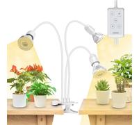 SANSI Lampe Horticole LED avec Minuterie 4/8/12H, Lampe de Croissance Plantes à Spectre Complet 450W Équivalent avec 3 Ampoules Plantes E27 pour Culture et Germination des Semis Plantes Intérieures
