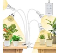 SANSI Lampe Horticole LED Minuterie 4/8/12H, Spectre Complet Équivalent 600W 4 Ampoules E27, pour Culture et Germination