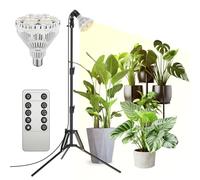 SANSI Lampe LED 40 W à intensité variable pour plantes d'intérieur avec support, spectre complet 4 000 K, culot E27, minuterie 4/8/12 heures, 4 niveaux de luminosité, hauteur réglable de 40 à 110 cm