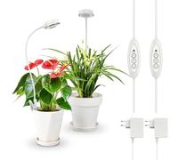 SANSI Lampe Plantes Dimmable, Croissance Horticole LED 10W à Spectre Complet, 4 Luminosités, Minuterie 3/6/12H, Culture Avec Clip Pour Petites Plantes Intérieures - Paquet de 2