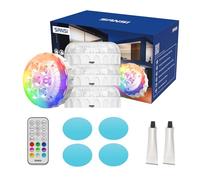 SANSI Projecteur De Piscine Avec Télécommande, éclairage RGB Haute Luminosité Pour Spa, Lampe LED submersible IP68, Autonomie Ultra-Longue, Fixation Magnétique Ou à Ventouse Pour Piscine,4Pack