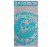 Sansibar Serviette de Bain « Reservation » 100×180 cm - Serviette Plage/Sauna en Coton - éponge Douce avec tête de Mort - certifiée Oeko-TEX - Design Sylt - Turquoise
