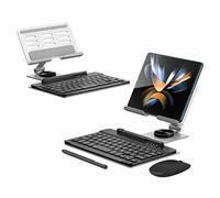 SanSixi Clavier Bluetooth, Stylet, Souris, Support Pliable, Support Hors du Bureau, Bureau Mobile, Combinaison de Clavier et de Souris (Silver)