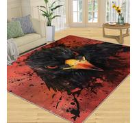 SANSJI Eagle Rug Grand tapis à motif d'aigle noir pour chambre à coucher et salon, tapis d'intérieur lavable, antidérapant et à poils ras - 200 x 290 cm