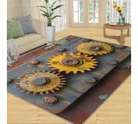 SANSJI Gear Tapis rustique pour salon, chambre à coucher mécanique vintage, lavable, antidérapant et à poils courts pour décoration d'intérieur