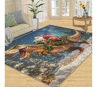 SANSJI Grand tapis dinosaure 180 x 270 cm, tapis amusant de Père Noël pour salon, chambre à coucher, tapis d'intérieur lavable, antidérapant et à poils courts
