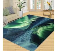 SANSJI Northern Rugs Aurora Tapis pour chambre à coucher - Tapis naturel pour salon - Tapis d'intérieur lavable, antidérapant et à poils courts - Décoration d'intérieur - 228,6 x 387,2 cm - Vert