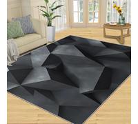 SANSJI Rug - Tapis géométrique pour décoration d'intérieur, 180 x 200 cm, tapis géométrique en relief 3D, tapis lavable pour chambre à coucher, tapis d'intérieur antidérapant et à poils ras - Cadeaux