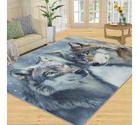 SANSJI Tapis à imprimé loup pour chambre à coucher, tapis d'hiver pour salon, tapis d'intérieur lavable, antidérapant et à poils courts pour décoration d'intérieur, 180 x 200 cm