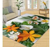 SANSJI Tapis à motif floral tropical pour chambre à coucher, salon, tapis botanique 3D, tapis d'intérieur lavable, antidérapant et à poils courts pour décoration d'intérieur, 305 x 438 cm
