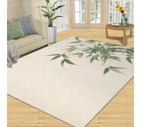 SANSJI Tapis botanique asiatique lavable pour chambre à coucher, tapis doux et à poils courts en bambou vert pour entrée, chambre à coucher, 152,4 x 228,6 cm, nature printanière
