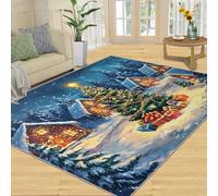 SANSJI Tapis d'arbre vert pour chambre à coucher, salon, tapis d'intérieur lavable, antidérapant et à poils ras - 100 x 150 cm