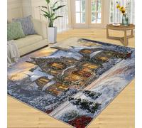 SANSJI Tapis de chambre à coucher de campagne pour salon, tapis de Noël lavable, antidérapant et à poils bas, tapis d'intérieur, tapis d'intérieur et décoration d'intérieur