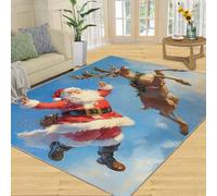 SANSJI Tapis de chambre à coucher de Père Noël, cerf pour salon, tapis rustique vintage, antidérapant et à poils courts pour l'intérieur, tapis d'intérieur et décoration d'intérieur