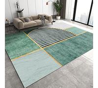 SANSJI Tapis de Chambre Géométrie des Lignes d'or Vert, Entretien Facile Intérieur Moquette, Marbre De Luxe Léger Abstrait Lavable Tapis Intérieur - pour Décor Chambre d'enfant 140 x 200 cm