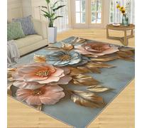SANSJI Tapis de décoration d'intérieur 3D lavable pour chambre à coucher, antidérapant et à poils ras - Motif floral en relief 3D - Cadeau floral européen - 228,6 x 337,2 cm