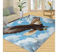 SANSJI Tapis de décoration d'intérieur - Aigle à tête blanche - Tapis doux et à poils bas lavables pour entrée, chambre à coucher, tapis antidérapant doux et à poils ras - 152,4 x 228,6 cm