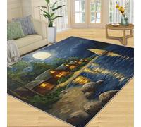 SANSJI Tapis de décoration d'intérieur, bord de mer, tapis de ville européenne pour salon, chambre à coucher, tapis d'intérieur antidérapant et à poils bas, cadeau de paysage naturel, 160 x 230 cm