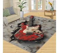 SANSJI Tapis de décoration d'intérieur, guitare électrique, tapis lavable pour salon, chambre à coucher, tapis antidérapant à poils courts et facile d'entretien, texture mur cassé, cadeau 120 x 170 cm