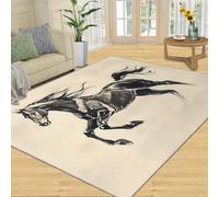 SANSJI Tapis de décoration d'intérieur motif cheval de l'Ouest 90 x 150 cm, tapis lavable pour salon, chambre à coucher, tapis d'intérieur antidérapant et à poils bas, cadeaux d'animaux illustrés