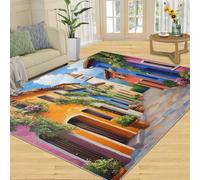 SANSJI Tapis de décoration d'intérieur motif scène de rue italienne, tapis lavable pour chambre à coucher, tapis antidérapant à poils courts et facile d'entretien, motif paysage italien, cadeau de