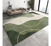 SANSJI Tapis de Décoration Peinture Abstraite Vert Foncé Tapis Moquette de Salon à Poils Ras, Minimalisme Géométrie Antidérapant Tapis Intérieur - pour Chambre à Coucher de Salon 90 x 120 cm