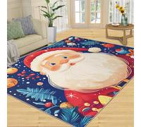 SANSJI Tapis de dessin animé pour chambre à coucher, tapis de Père Noël pour salon, tapis d'intérieur lavable, antidérapant et à poils courts pour décoration d'intérieur, bleu marine, 160 x 230 cm